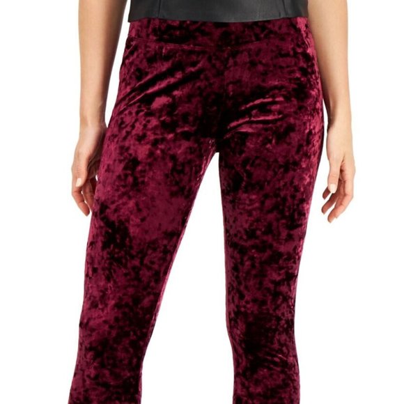 INC International Concepts Velvet Leggings - Burgundy - Picture 3 of 6